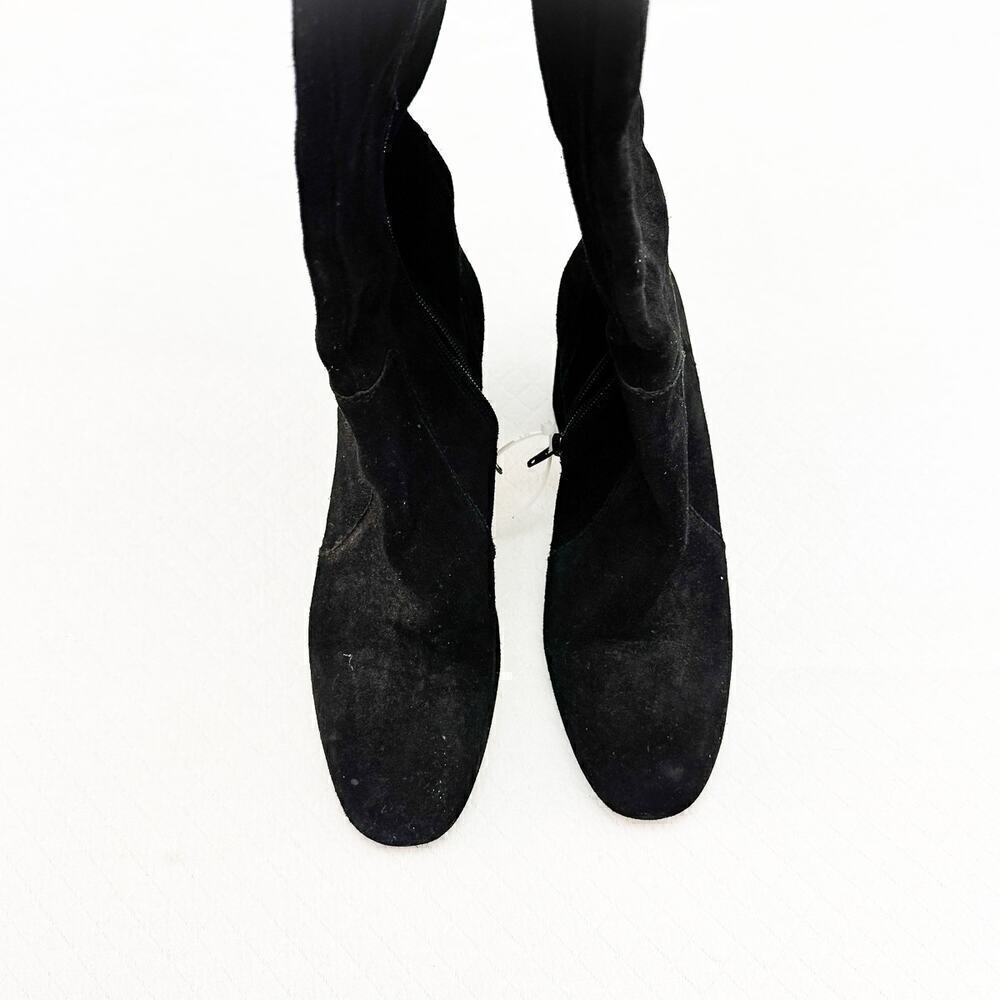 Essex Lane Suede Leather Black Heel Round Toe Knee High Boots Size 9